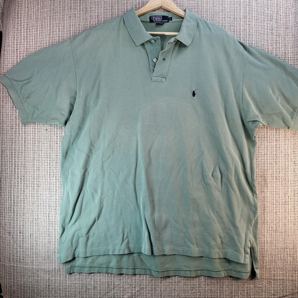 Polo Ralph Lauren Polo Shirt Mens XL Green Pique Cotton Embroidered Pony Classic